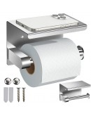 Метална поставка за тоалетна хартия с рафт за телефон за баня